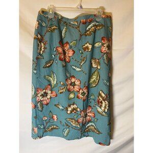 Alfred Dunner Womens Size 16 XL Floral Professional Skirt Blue Midi Aline